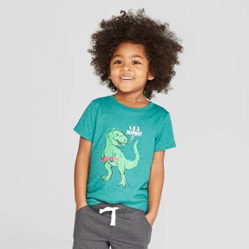 Toddler Boys' Short Sleeve Connect-the-dots Dinosaur T-shirt - Cat & Jack Dark Green