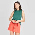 Women's Curved Hem Tank Top - A New Day Teal Xs, Women's, Blue