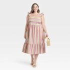 Women's Plus Size Ruffle Sleeveless Dress - Universal Thread Striped 4x, Multicolor