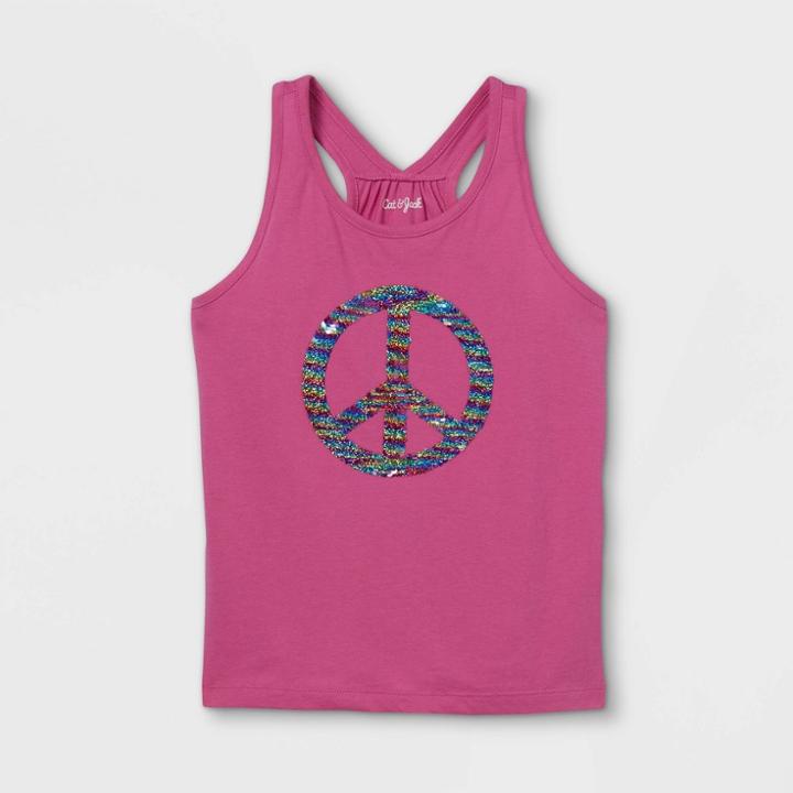 Girls' Peace Flip Sequin Tank Top - Cat & Jack Pink