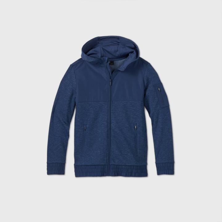 Boys' Premium Fleece Full Zip Hoodie Sweatshirt - All In Motion Navy