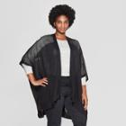 Women's Knitted Wrap Jacket Ruana - A New Day Black