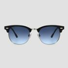 Women's Tortoise Shell Print Flat Top Retro Sunglasses - Universal Thread Black