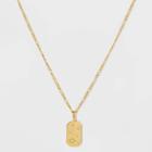 Gold Over Silver Plated Peridot And Cubic Zirconia Tag Pendant Necklace - A New Day Gold