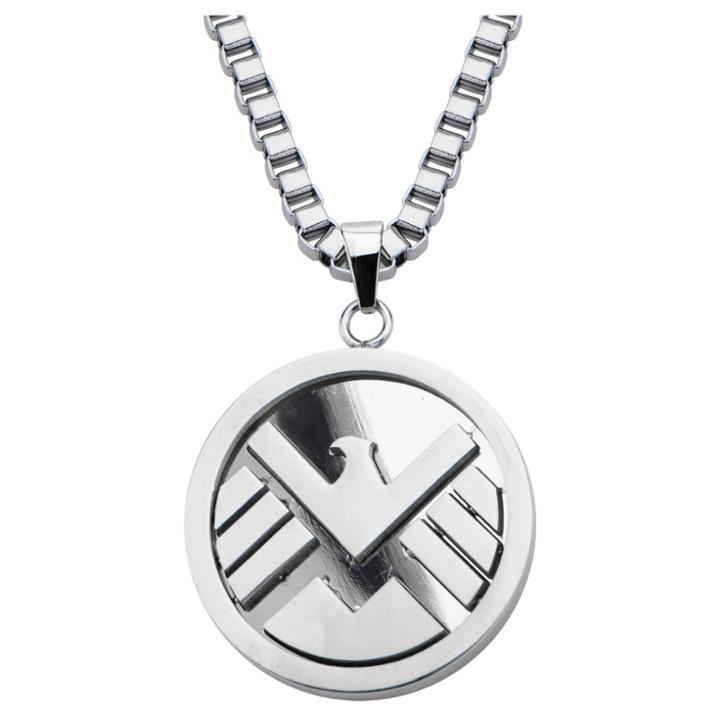 Marvel Classic Marvel Agents Of S.h.i.e.l.d Logo Stainless Steel Pendant With Chain (24), Kids Unisex,