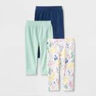 Baby Girls' 3pk Little Wildflower Pants - Cloud Island 3-6m, Girl's, Green