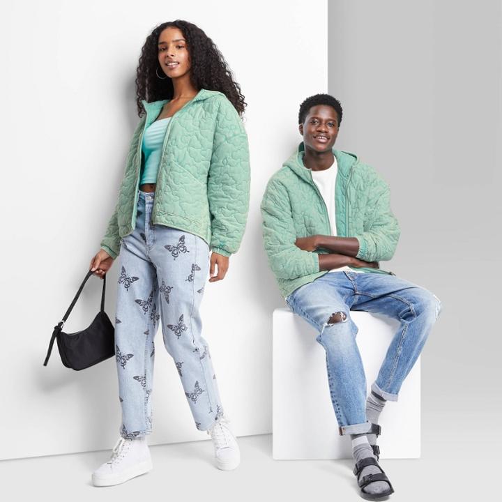 Hooded Quilted Jacket - Wild Fable Teal Green