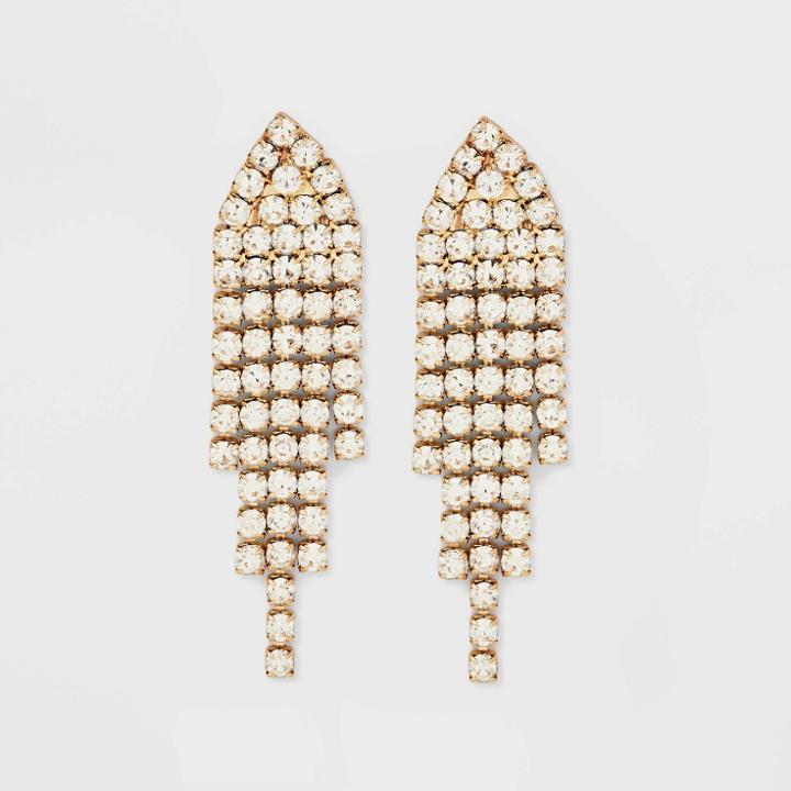 Gold Post With Clear Cup Chain Statement Earrings - A New Day Gold