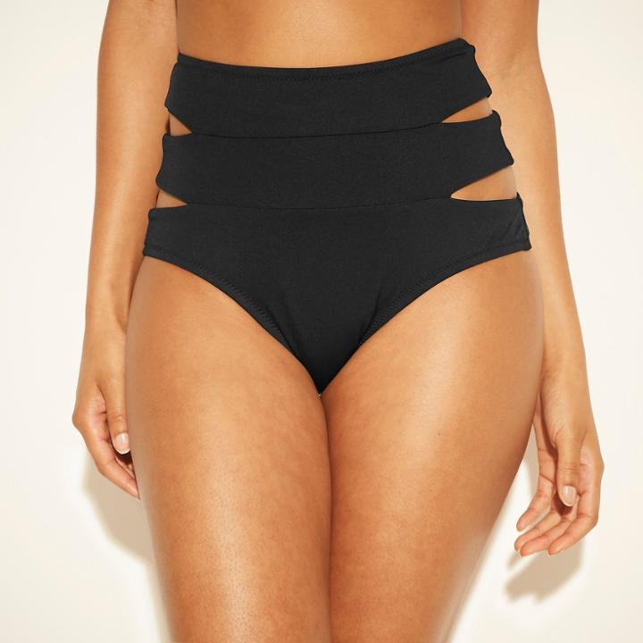 Women's Cut Out High Waist Bikini Bottom - Shade & Shore Black