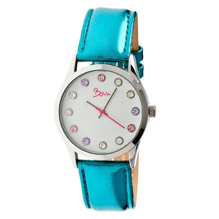 Women's Boum Savant Watch With Crystal Markers And Genuine Leather Strap-blue, Blue
