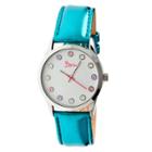 Women's Boum Savant Watch With Crystal Markers And Genuine Leather Strap-blue, Blue