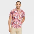 Men's Short Sleeve Knit Button-down Shirt - Goodfellow & Co Berry Pink