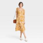 Women's Puff Short Sleeve Tiered A-line Dress - Knox Rose Yellow Paisley