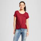 Women's Short Sleeve Twist-front T-shirt - Mossimo Supply Co. Burgundy
