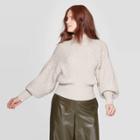 Women's Dolman Long Sleeve Mock Turtleneck Mitered Stitch Pullover Sweater - Prologue Oatmeal
