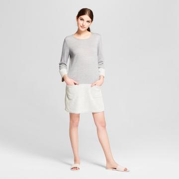 Women's French Terry Shirt Dress With Pockets - Vanity Room Gray