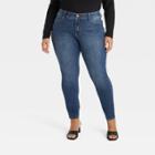 Women's Mid-rise Skinny Jeans - Ava & Viv Dark Blue Denim