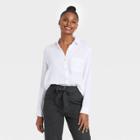 Women's Long Sleeve Gauze Button-down Shirt - Universal Thread True White