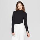 Women's Long Sleeve Ribbed Turtle Neck Sweater - Prologue Black