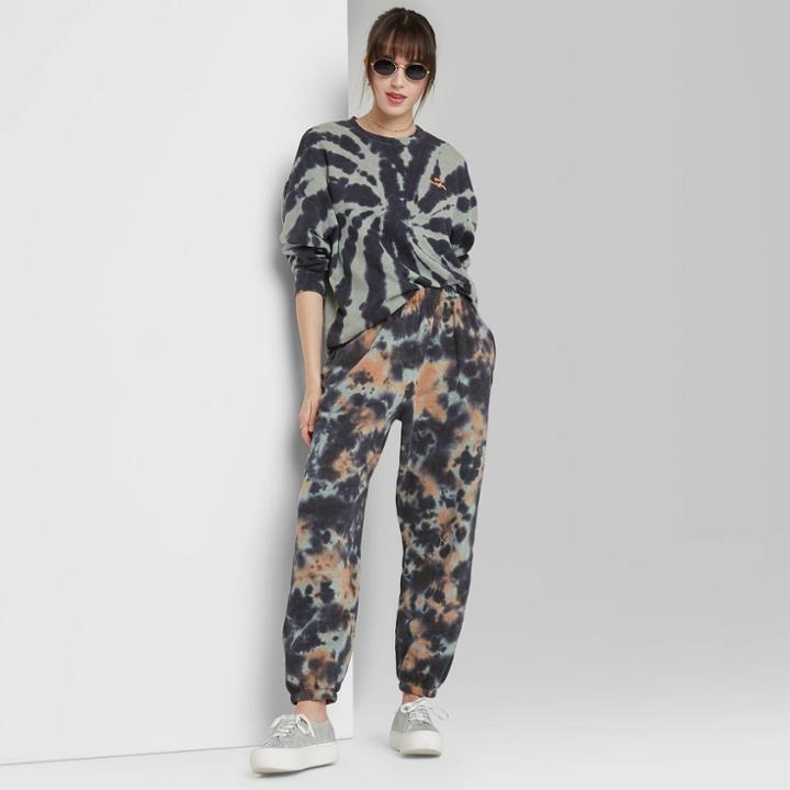 High-rise Vintage Jogger Sweatpants - Wild Fable Mint Green Tie-dye