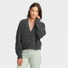 Women's Button-front Cable Stitch Cardigan - Universal Thread Charcoal Heather