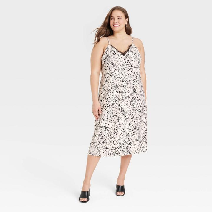 Women's Plus Size Sleeveless Cami Lace Dress - A New Day Cream