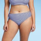 Juniors' Plus Size Cheeky Hipster Bikini Bottom - Xhilaration Navy/white