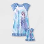 Girls' Frozen Elsa Doll And Me Regular Fit Nightgown - Blue