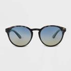 All In Motion Women's Tortoise Shell Print Matte Plastic Round Sunglasses With Yellow Polarized Gradient Lenses - All In