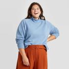 Women's Plus Size Fleece Pullover Sweatshirt - A New Day Blue