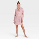 Women's Perfectly Cozy Striped Flannel Nightgown - Stars Above White