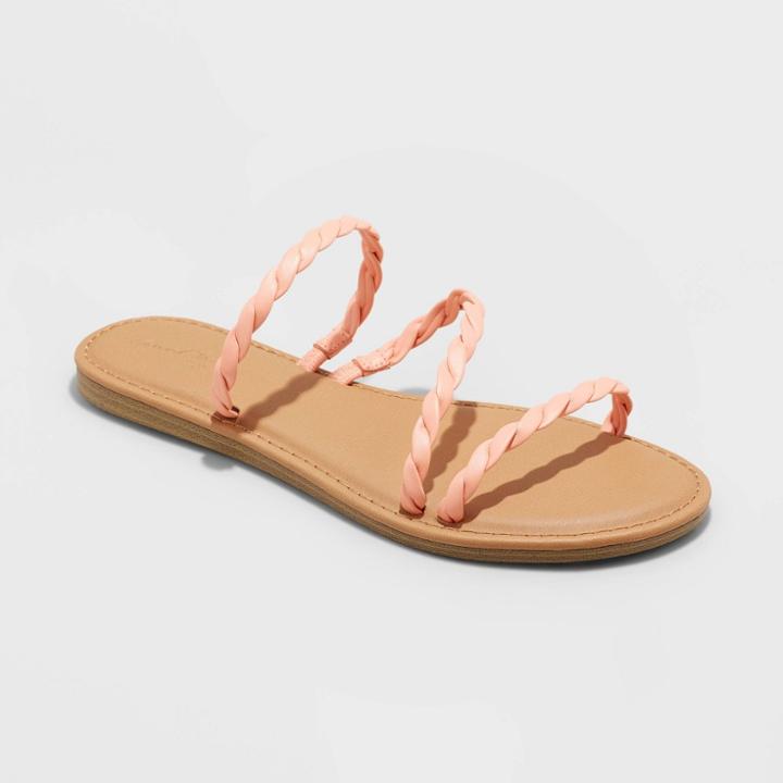 Women's Sunny Braided Strappy Sandals - Universal Thread Coral