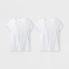 Girls' 2pk Solid Short Sleeve T-shirt - Cat & Jack White
