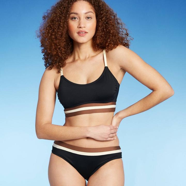 Kona Sol Women's Colorblock Banded Bralette Bikini Top - Kona