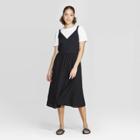 Women's Relaxed Fit Sleeveless Deep V-neck Midi Dress - A New Day Black