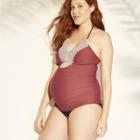 Sea Angel Maternity Lace Front Tankini Top - Isabel Maternity By Ingrid & Isabel Cinnamon Red