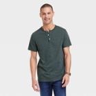 Men's Regular Fit Short Sleeve Henley Shirt - Goodfellow & Co Green