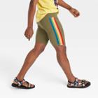 No Brand Pride Adult Biker Shorts - Olive Green Rainbow