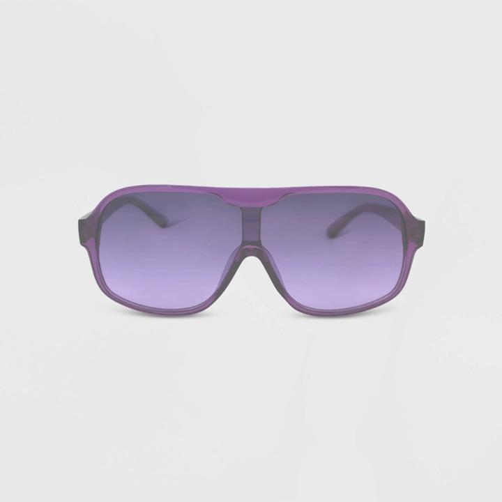 Women's Milky Plastic Oversized Shield Sunglasses - Wild Fable Purple