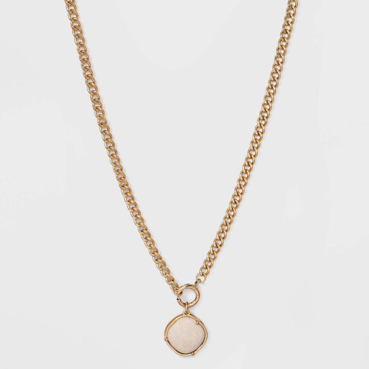 18 Precious Natural Opal With Semi-precious Chain Necklace - Universal Thread Cream, Ivory