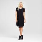 Women's Crew Neck Mesh Shift Dress - Alison Andrews Black