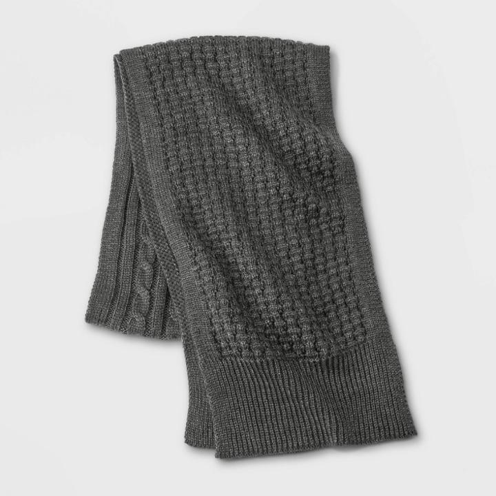 Men's Oblong Mixed Knit Scarf - Goodfellow & Co Charcoal Heather One Size, Grey/grey