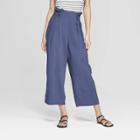 Women's Pleated Cropped Wide Leg Pants - Xhilaration Navy