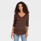 Long Sleeve Scoop Neck Side Shirred Maternity T-shirt - Isabel Maternity By Ingrid & Isabel Black/brown