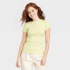 Women's Short Sleeve Ribbed T-shirt - A New Day Green