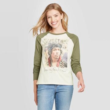 Women's Jimi Hendrix 3/4 Sleeve Graphic T-shirt - Ivory