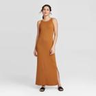 Women's Sleeveless Rib Knit Dress - A New Day Brown