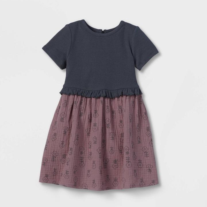 Grayson Collective Toddler Girls' Knit Gauze Short Sleeve Dress - Rose