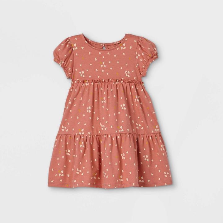Toddler Girls' Heart Short Sleeve Dress - Art Class Coral