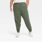 Women's Plus Size Mid-rise French Terry Joggers 28 - All In Motion Olive Gray